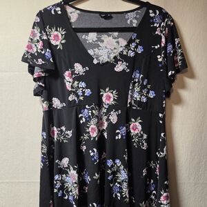 Torrid Black Floral Blouse